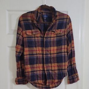 George Plaid Button-Up Jacket - Navy & Mustard. 30-32